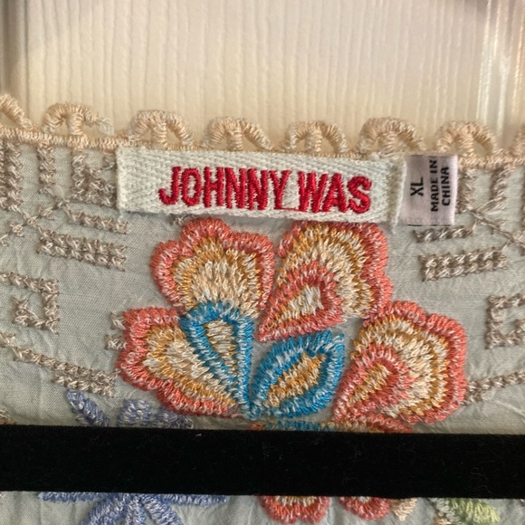 Johnny Was Floral Embroidered Blouse - Sea Foam - Picture 2 of 5